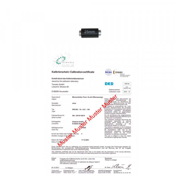 DAkkS certification setting standard until 100 mm for mircometer