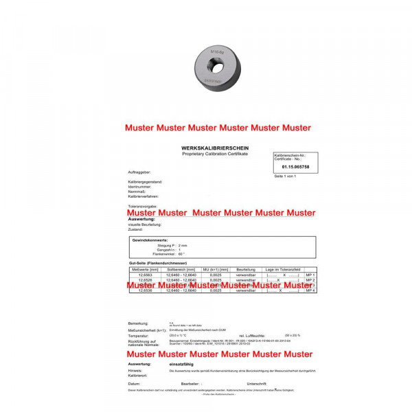 Certification for thread ring gauges > M40 - M80 6g