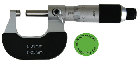 Outside micrometer 0 - 25 mm DIN 863 with certification