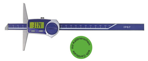 Digital depth caliper 300 x 150 mm IP 67 with certificate