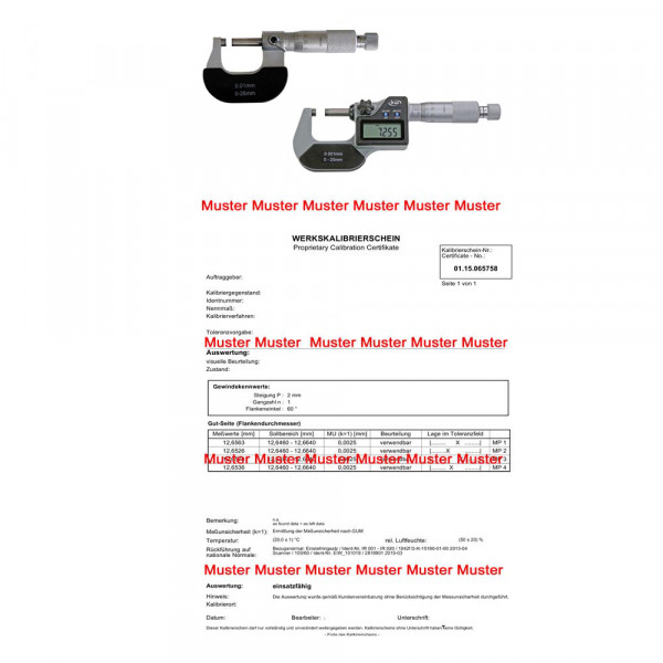 Certification for micrometer range > 200 - 300 mm