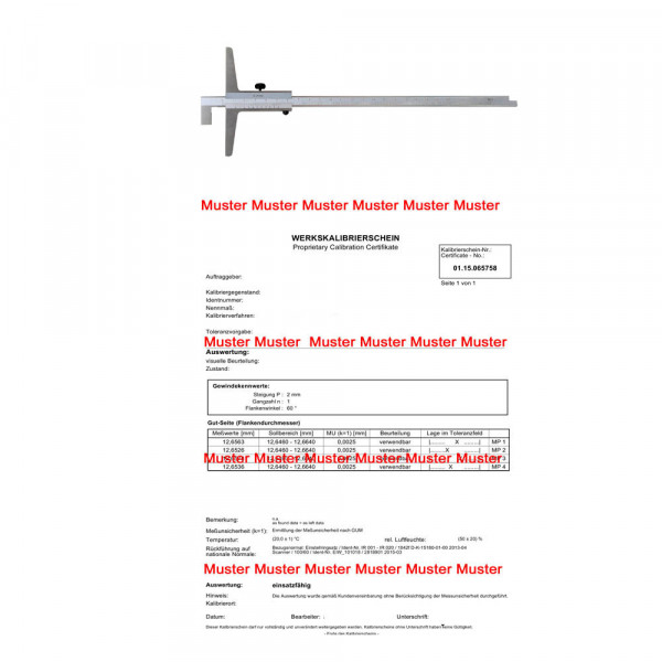 Kalibrierung für Tiefen-Messschieber bis 200 mm mit umsteckbarer Stange