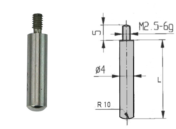 Messeinsatz Ø 4 mm Länge 26 mm mit gewölbter Messfläche