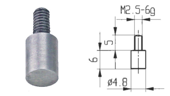Messeinsatz Zylinder 4,8 x 6 mm für Messuhren Gewinde M 2,5
