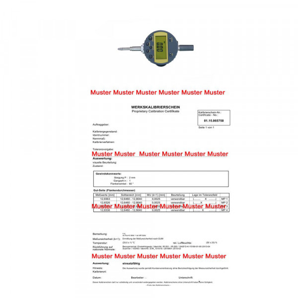 Certification digital dial indicator > 30 - 50 mm range