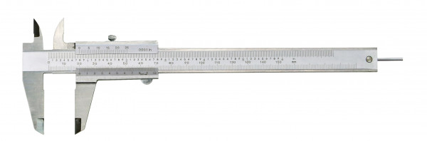 Vernier caliper 0 - 150 mm with round depth gauge and set screw DIN 862