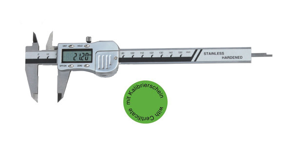 Digital Messschieber 0 - 150 mm inkl. Kalibrierschein 3V DIN 862
