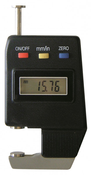 Digital thickness gauge 0 - 25 mm with disc measuring face