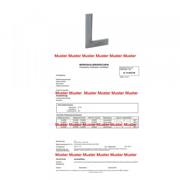 Certification control squares with bevelled edge > 100 - 300 mm