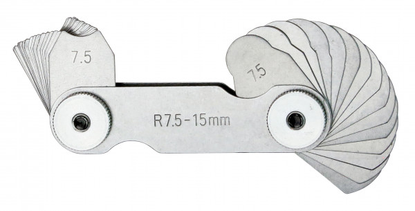 Radienschablonen R 15,5 - 25,0 mm 2 x 15 Blatt aus Normalstahl