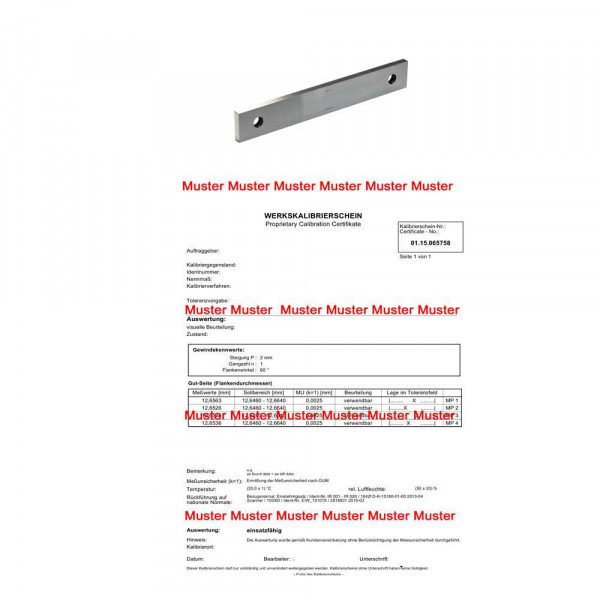 Certification gauge block 481,1 mm for checking of caliper