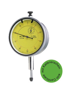 Dial indicator analog 0 - 10 mm range with certificate
