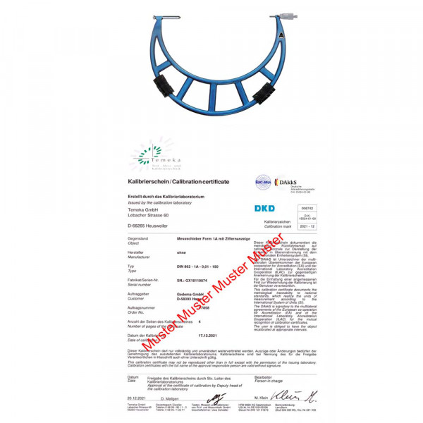 DAkkS certification for micrometer range > 500 - 1000 mm