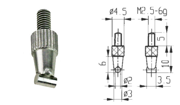 Messeinsatz Querzylinder 2 mm für Messuhren Gewinde M 2,5