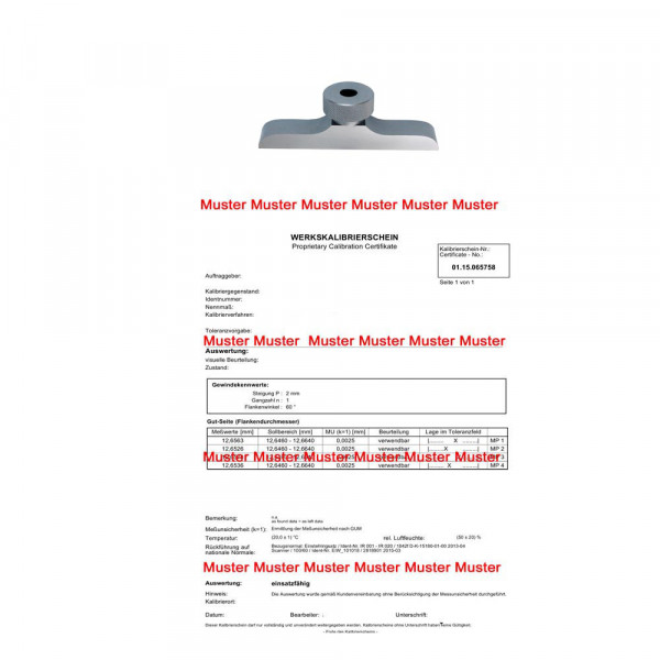 Certification of depth bases for dial indicator