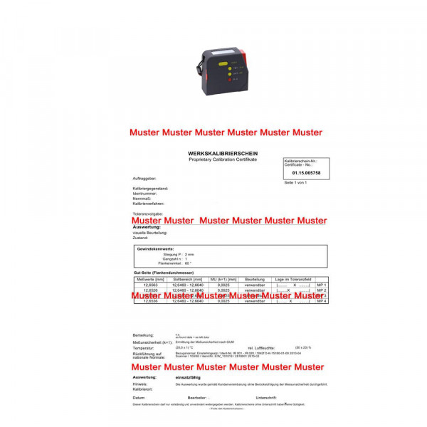 Certification for digital measuring tapes 5 m