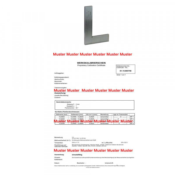 Certification control squares until 500 mm