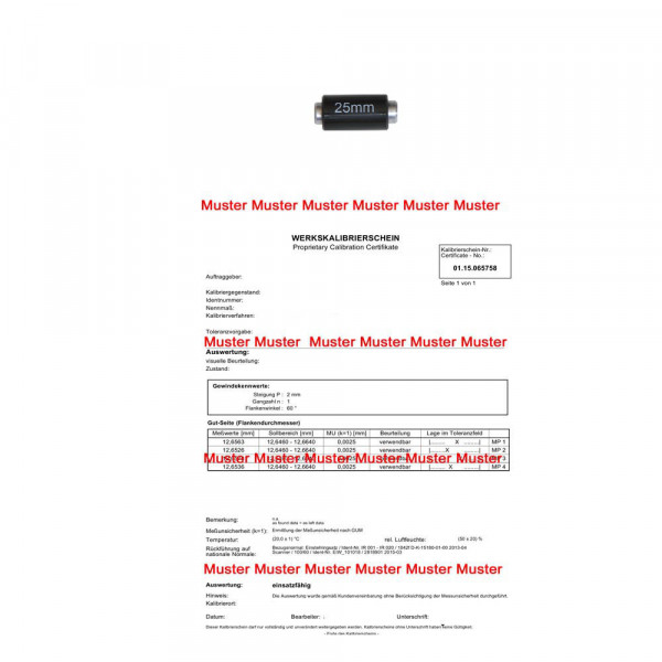 Certification setting standard until 100 mm for micrometer