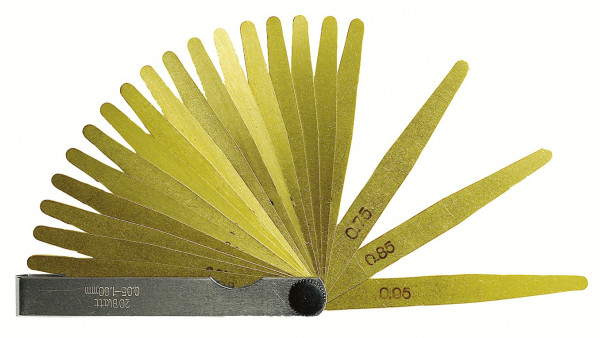 Precision feeler gauges 20 pcs., 0,05 - 1,0 mm, made of brass, antimagnetic