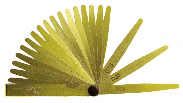 Precision feeler gauges 8 pcs., 0,05 - 0,5 mm, made of brass, antimagnetic