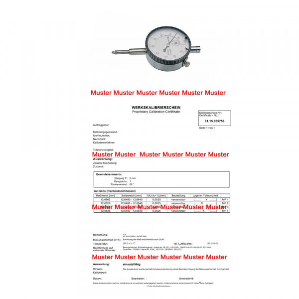 Certification dial indicator 0 - 30 mm range