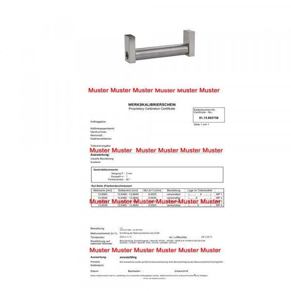Kalibrierung Einstellmaß bis 50 mm für Innenmessschrauben