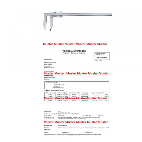 Kalibrierung für Messschieber bis 2000 mm