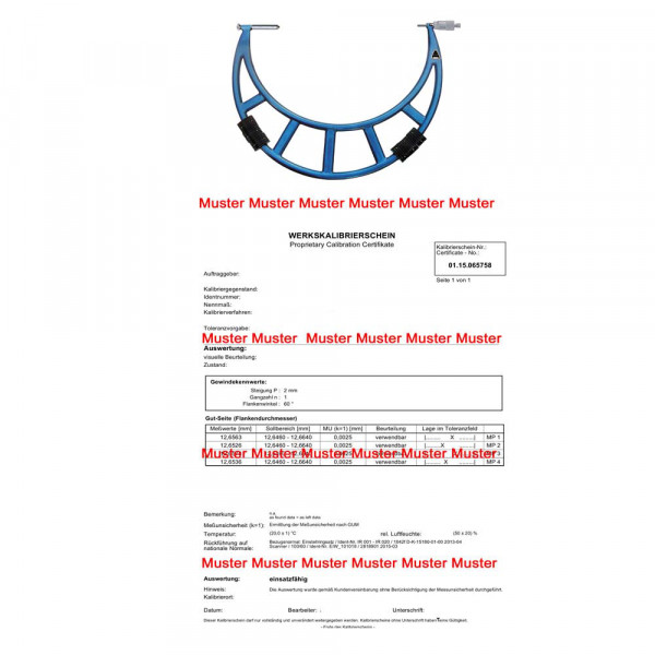 Certification for micrometer range > 1400 - 1600 mm