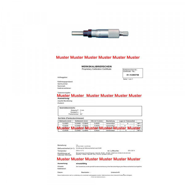 Certification for micrometer heads