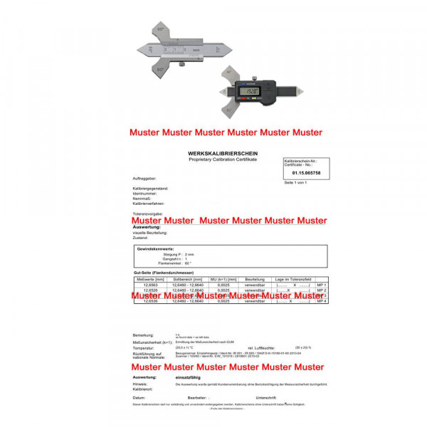 Certification for welding seam gauges analog - digital 