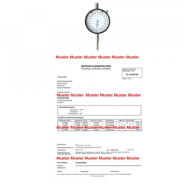 Kalibrierung Komparator ± 0,9 mm Messbereich