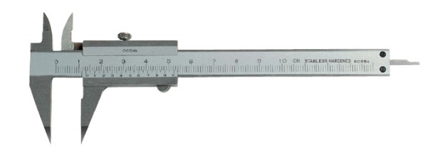 Small vernier caliper with pointed jaws range 0 - 100 mm