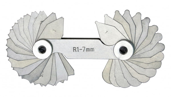 Radienschablonen R 1,0 - 7,0 mm 2 x 17 Blatt aus Normalstahl