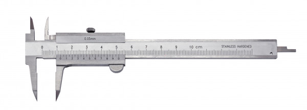 Small vernier caliper 100 mm with narrow jaws DIN 862