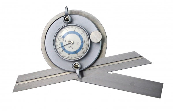 Universal bevel protractor TOP 4 x 90° range with dial indicator and fine adjustment