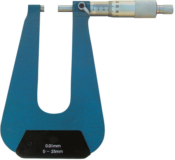 Deep throat micrometer 0 - 25 mm 100 mm throat depth