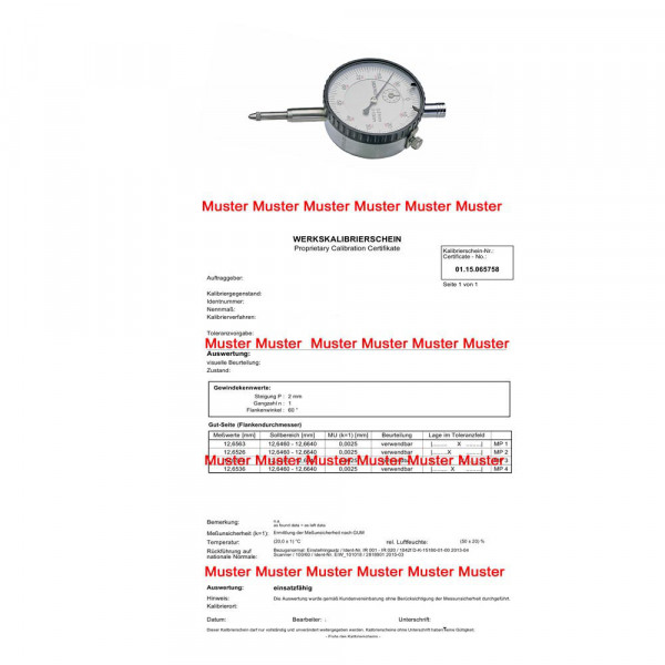 Kalibrierung Messuhren 0 - 10 mm Messbereich