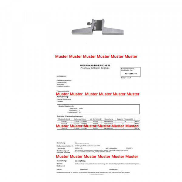 Certification depth base for caliper