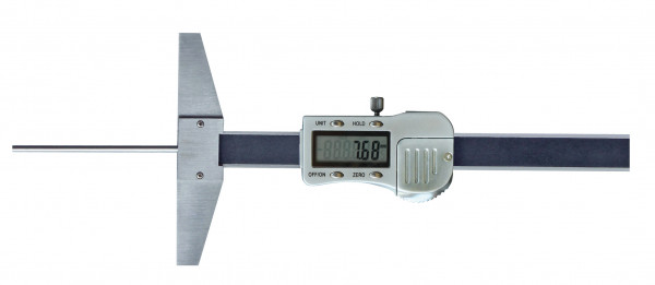 Digital depth caliper 100 x 100 mm with round depth bar