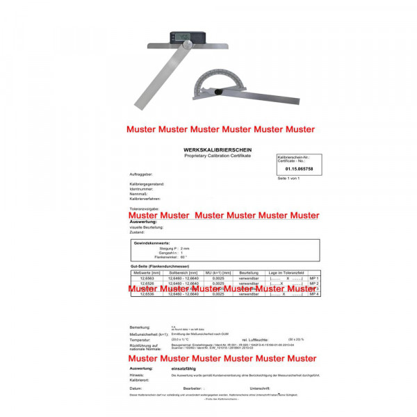 Certification for protractors analog and digital