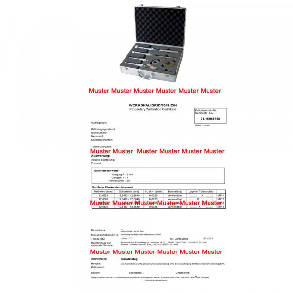 Certification for threepoint internal micrometer set until 50 mm