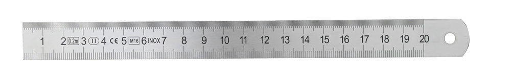beidseitige Teilung Querschnitt 19 x 1 Inox Messbereich 200 mm Maßstab Starr 