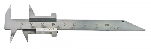 Small vernier caliper 0 - 80 mm with pointed jaws for tooth technican